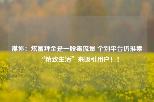 媒体：炫富拜金是一股毒流量 个别平台仍推崇“精致生活”来吸引用户！！