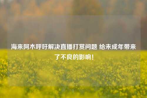 海来阿木呼吁解决直播打赏问题 给未成年带来了不良的影响！